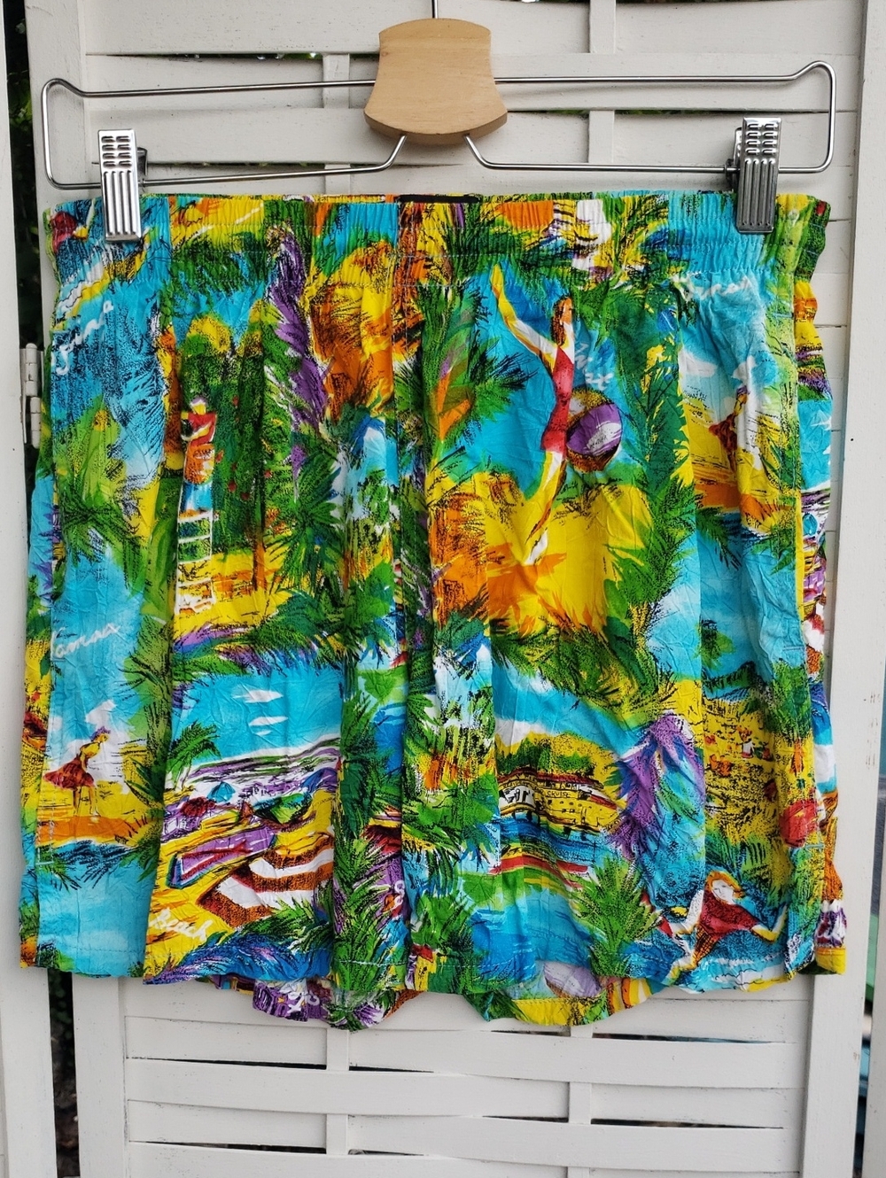 Jams World Tropical Print Men's Shorts — Blue, Yellow, Green Size M